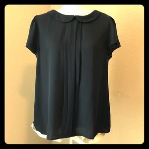Navy short sleeve blouse from the LOFT, size L